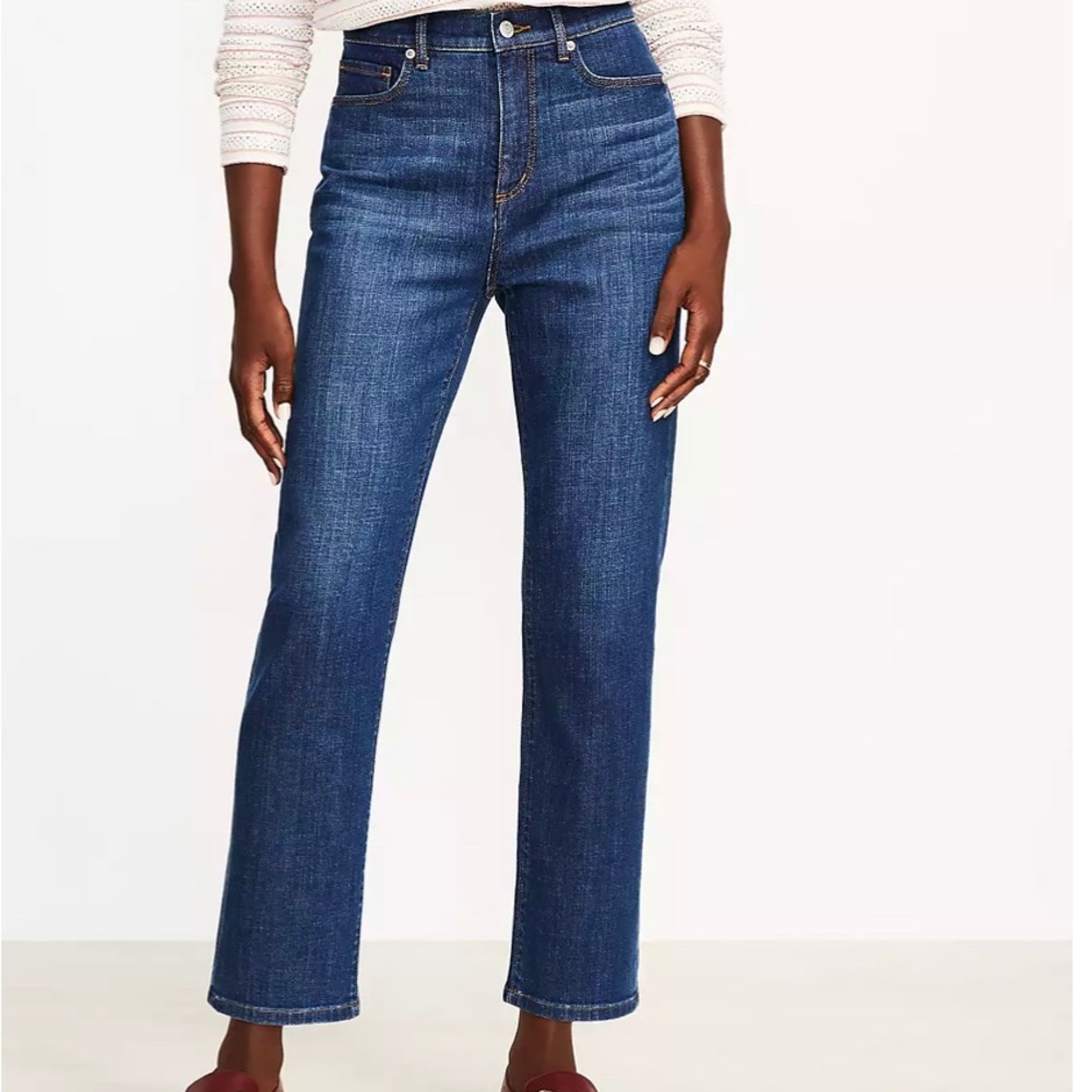 Loft jeans, straight crop, high rise, curvy, tall, size 33